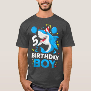5th Birthday Boy Shark Ocean Theme Party 5 Years O T-Shirt