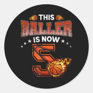 5th Birthday Boys Basball Player Gifts 5 Years Old Classic Round Sticker
