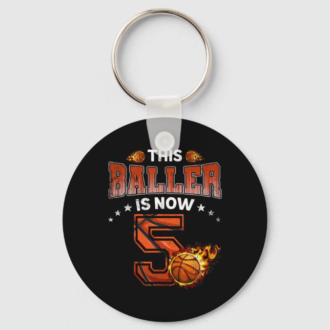 5th Birthday Boys Basketball Player Gifts 5 Years  Key Ring (Front)