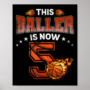 5th Birthday Boys Basketball Player Gifts 5 Years Poster