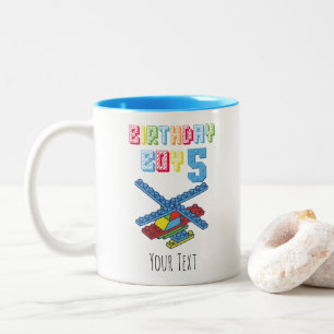 5th Birthday Building Blocks Personalised Birthday Two-Tone Coffee Mug