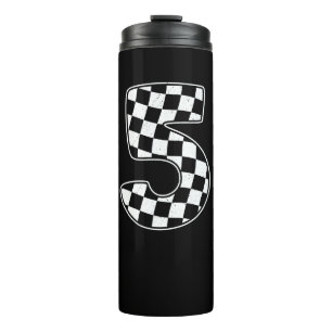 5th Birthday Chequered Number 5 Car Racing Flag  Thermal Tumbler