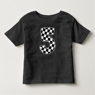 5th Birthday Chequered Number 5 Car Racing Flag  Toddler T-Shirt