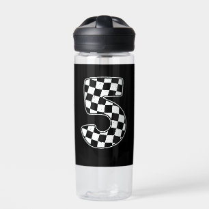 5th Birthday Chequered Number 5 Car Racing Flag  Water Bottle