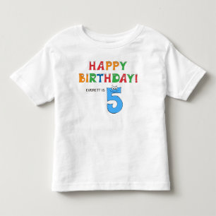 5th Birthday Colourful Alphabet with First Name Toddler T-Shirt