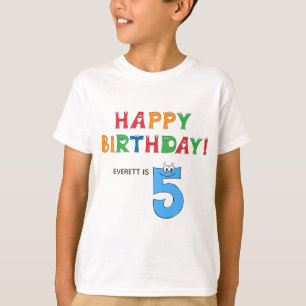 5th Birthday Colourful Alphabet with Name Kids T-Shirt
