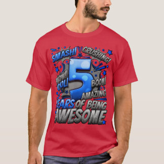 5th Birthday Comic Style Awesome Since 2018 5 Year T-Shirt