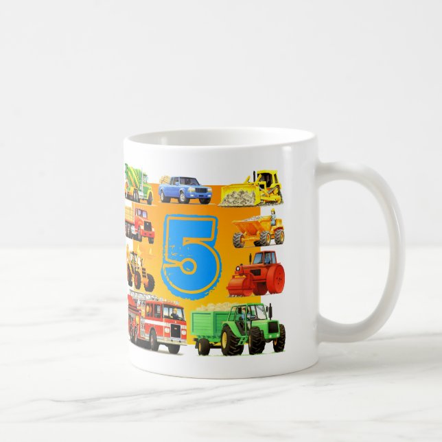 5th Birthday Construction Truck Coffee Mug (Right)