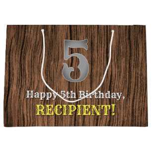 5th Birthday: Country Western Inspired Look, Name Large Gift Bag