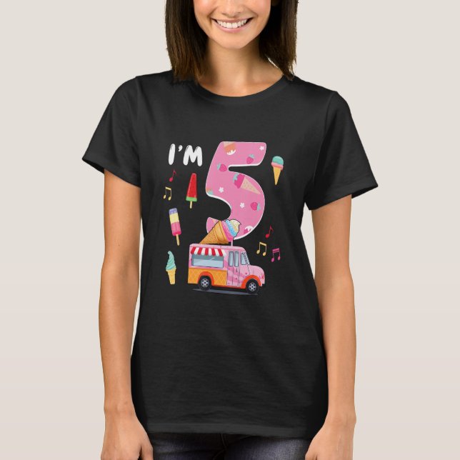 5th Birthday Crew Ice Cream Truck I m 5 Years Old  T-Shirt (Front)