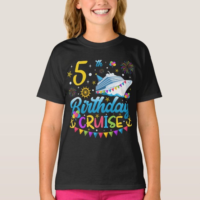 5th Birthday Cruise B-Day Party Girl T-Shirt (Front)