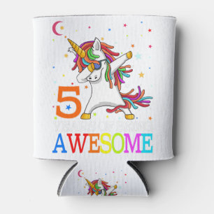 5th Birthday Dabbing Unicorn Party Gift 5 Years Can Cooler