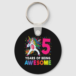 5th Birthday Dabbing Unicorn Party Gift 5 Years Ol Key Ring
