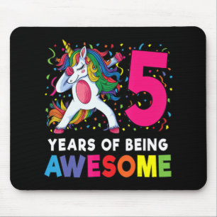 5th Birthday Dabbing Unicorn Party Gift 5 Years Ol Mouse Mat
