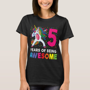 5th Birthday Dabbing Unicorn Party Gift 5 Years Ol T-Shirt