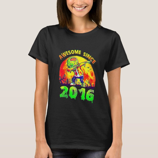 5th Birthday Dabbing Zombie Halloween 5 Years Old  T-Shirt (Front)