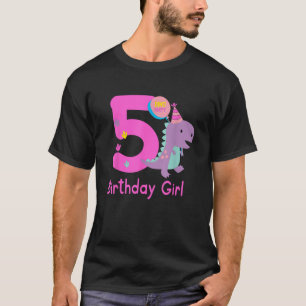 5th Birthday Dinosaur Girl T Rex Matching Family P T-Shirt