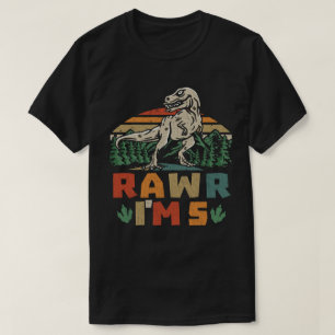 5th Birthday Dinosaur T Rex Rawr I'm 5 For Boys  T-Shirt