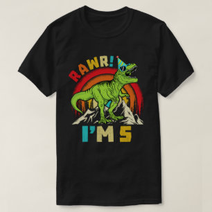 5th Birthday Dinosaur T Rex Rawr I'm 5 For Boys  T-Shirt