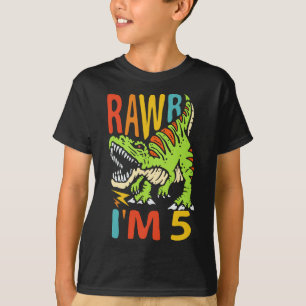 5th Birthday Dinosaur T Rex Rawr I'm 5 For Boys  T-Shirt