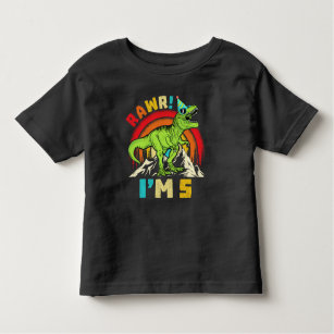 5th Birthday Dinosaur T Rex Rawr I'm 5 For Boys  Toddler T-Shirt