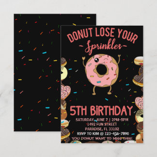 5th Birthday Doughnut Lose Your Sprinkles 5 Year Invitation