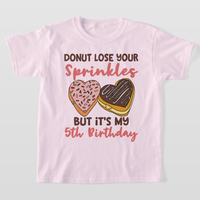 5th Birthday Doughnut Theme Funny Quote T-Shirt (Laydown)