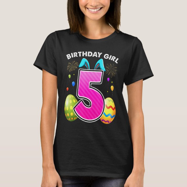 5th Birthday Easter Bunny Ears 5 Years Old Birthda T-Shirt (Front)