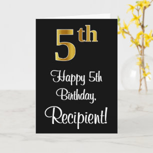 5th Birthday ~ Elegant Luxurious Faux Gold Look # Card