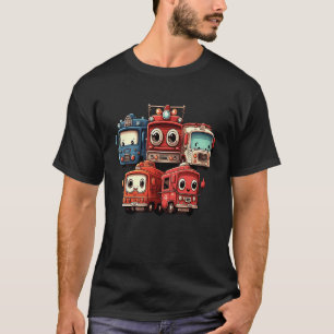 5th Birthday Firefighter Fireman Five Fire Trucks T-Shirt