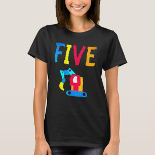 5th Birthday Five 5 Years Old Boy Construction Tru T-Shirt