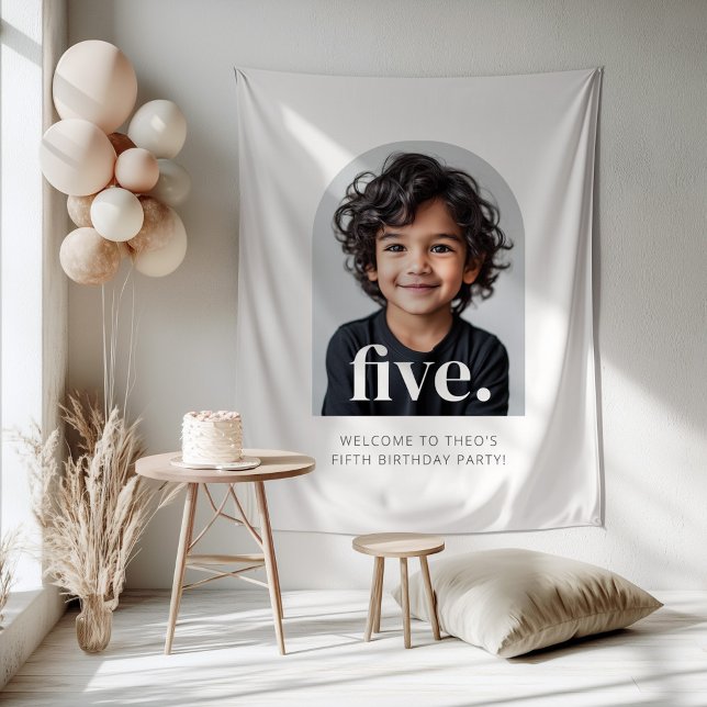 5th Birthday Five Arched Photo Welcome Sign Tapestry (Zazzle 5th Birthday Five Arched Photo Welcome Sign Tapestry)