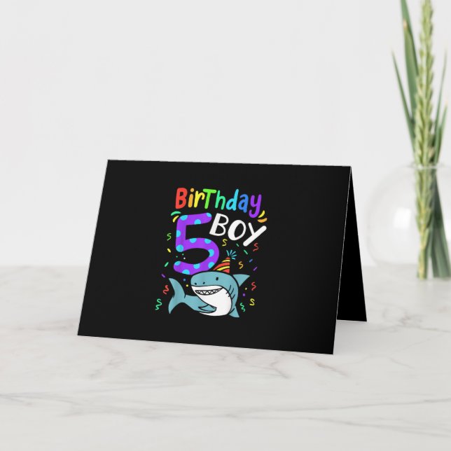 5th Birthday Five Years Old Shark Gift Holiday Card (Front)