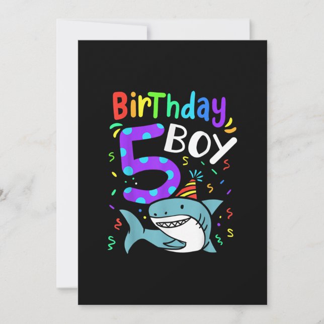 5th Birthday Five Years Old Shark Gift Holiday Card (Front)
