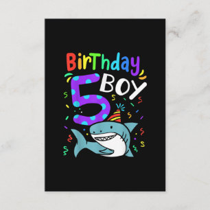 5th Birthday Five Years Old, Shark Gifts Enclosure Card