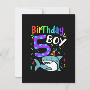 5th Birthday Five Years Old, Shark Gifts Invitation