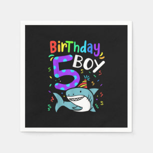 5th Birthday Five Years Old, Shark Gifts Napkin