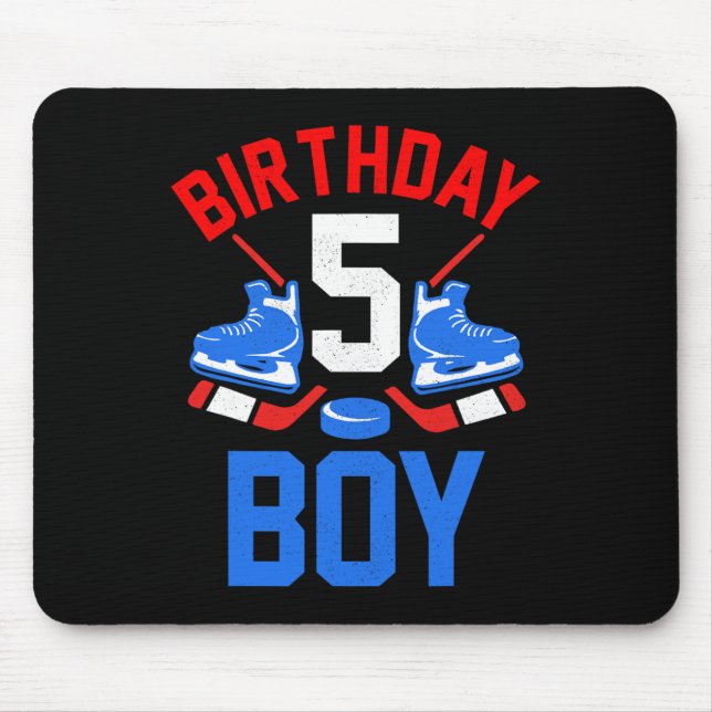 5th Birthday  For Girls Boys 5 Yrs Old Ice Hockey  Mouse Mat (Front)