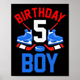 5th Birthday  For Girls Boys 5 Yrs Old Ice Hockey  Poster