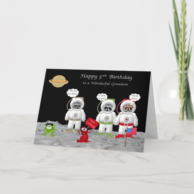 5th Birthday For Grandson Greeting Cards (Front)