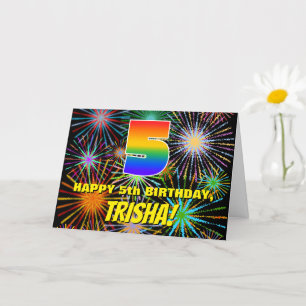 5th Birthday: Fun, Colourful Celebratory Fireworks Card