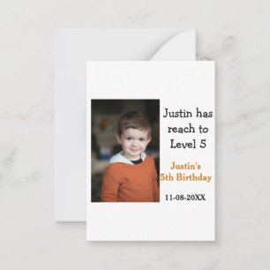 5th birthday game on boy photo name modern date card