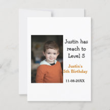5th birthday game on boy photo name modern date 