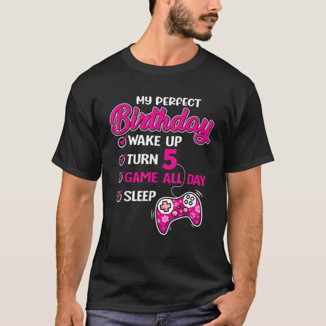 5th Birthday Gamer Girl 5 Year Old Perfect Bday Gi T-Shirt (Front)