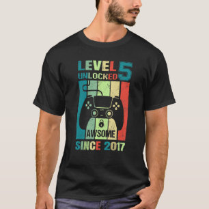 5th Birthday Gaming Level 5 Unlocked Awesome Since T-Shirt