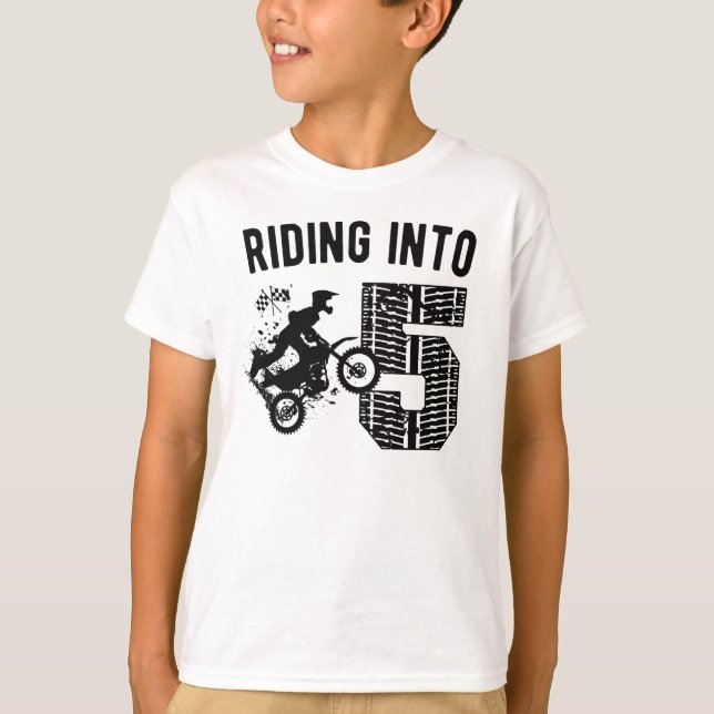 5th Birthday Gift Dirt Bike 5 Years Old Motocross T-Shirt (Front)