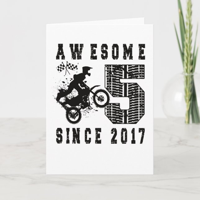 5th Birthday Gift Dirt Bike Boy Born in 2017 Card (Front)