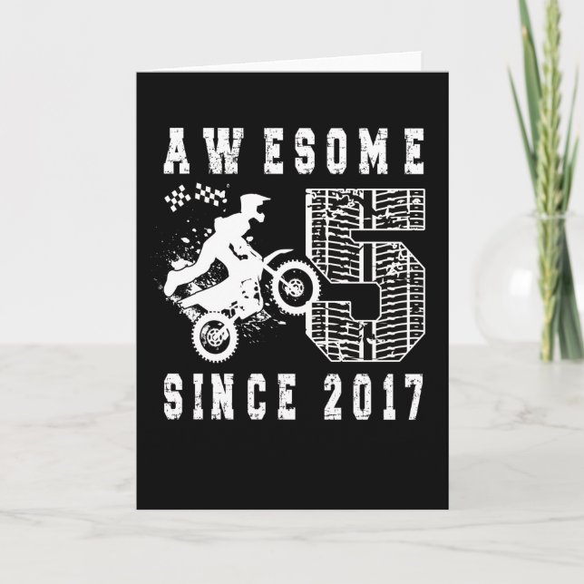 5th Birthday Gift Dirt Bike Boy Born in 2017 Card (Front)