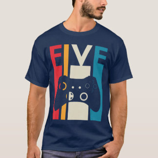 5th Birthday Gift Five Vintage Gaming Birthday 5 Y T-Shirt