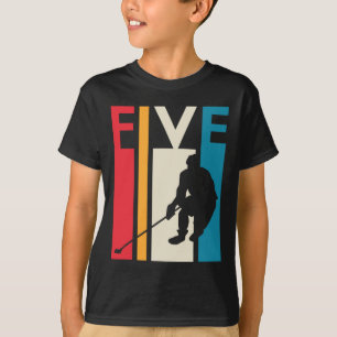 5th Birthday Gift Five Vintage Hockey Birthday 5 Y T-Shirt